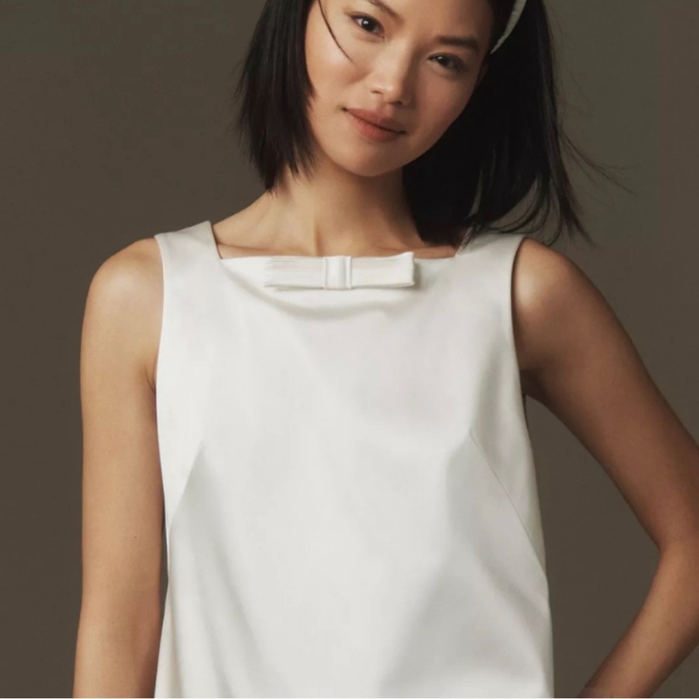 BHLDN White Mini Dress with Bow Detail